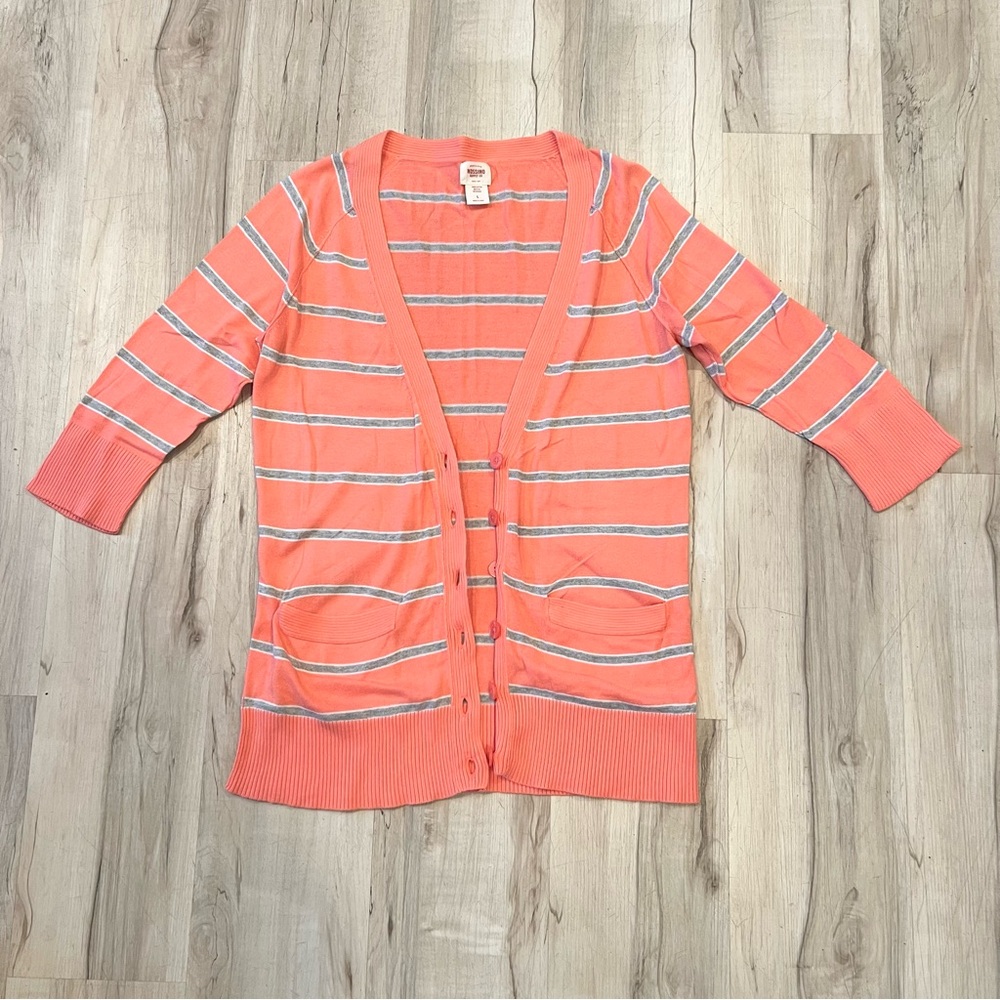 Mossimo Supply Co. Y2K Coral and White Striped Cardigan